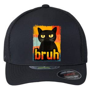 Funny Cat Bruh Meme Graphic Flexfit Unipanel Trucker Cap