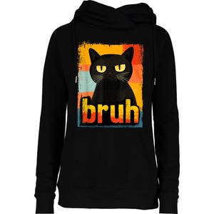 Funny Cat Bruh Meme Graphic Womens Funnel Neck Pullover Hood