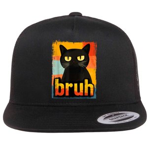 Funny Cat Bruh Meme Graphic Flat Bill Trucker Hat