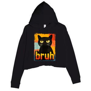 Funny Cat Bruh Meme Graphic Crop Fleece Hoodie