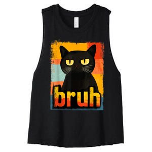 Funny Cat Bruh Meme Graphic Women's Racerback Cropped Tank