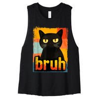 Funny Cat Bruh Meme Graphic Women's Racerback Cropped Tank