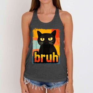 Funny Cat Bruh Meme Graphic Women's Knotted Racerback Tank