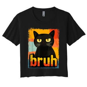 Funny Cat Bruh Meme Graphic Women's Crop Top Tee