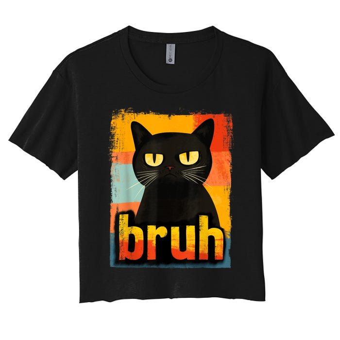 Funny Cat Bruh Meme Graphic Women's Crop Top Tee