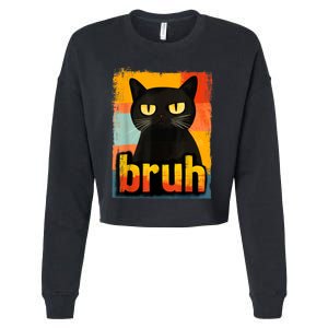 Funny Cat Bruh Meme Graphic Cropped Pullover Crew