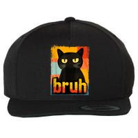 Funny Cat Bruh Meme Graphic Wool Snapback Cap