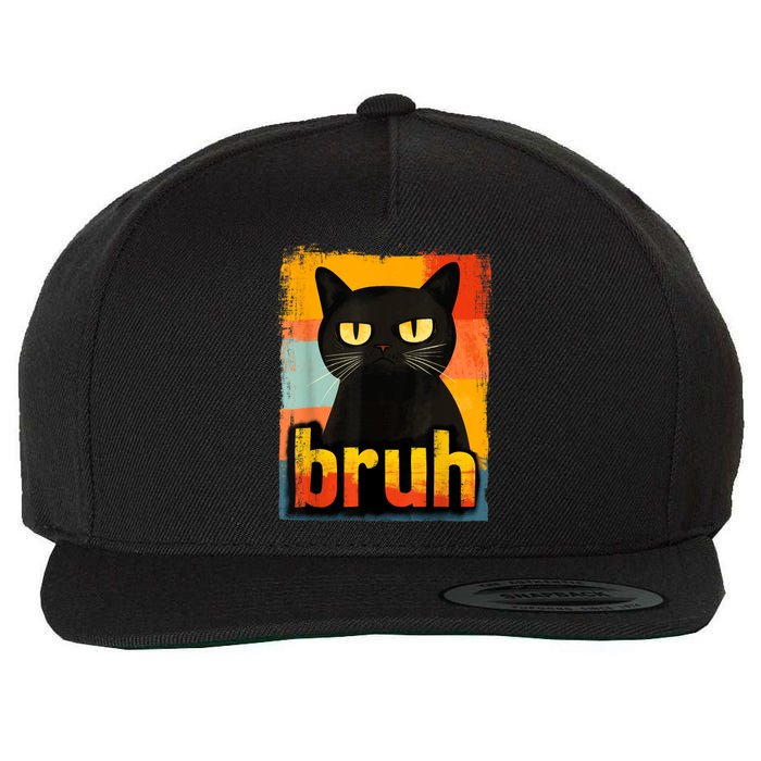 Funny Cat Bruh Meme Graphic Wool Snapback Cap