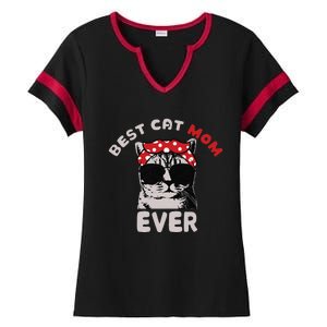 Funny Cat Best Cat Mom Ever Meow With My Cat Tee For Women Ladies Halftime Notch Neck Tee