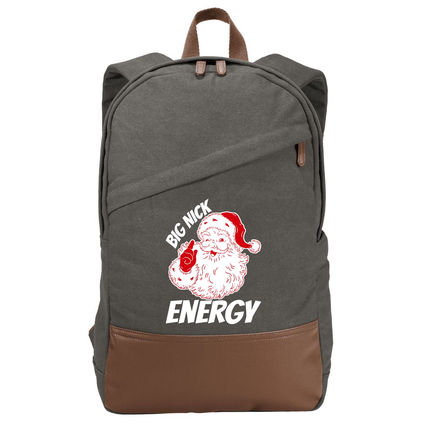 Funny Christmas Big Nick Energy Sweatshirt Santa Claus  Cotton Canvas Backpack