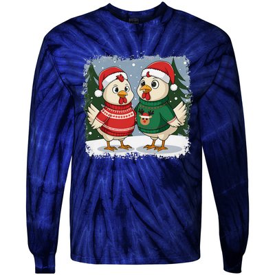 Funny Christmas Baseball Santa Hat Wrapped In Xmas Lights Tie-Dye Long Sleeve Shirt