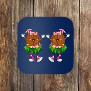 Funny Coconut Bra Hawaiian Tropical Beach Vibes Summer Girl Coaster