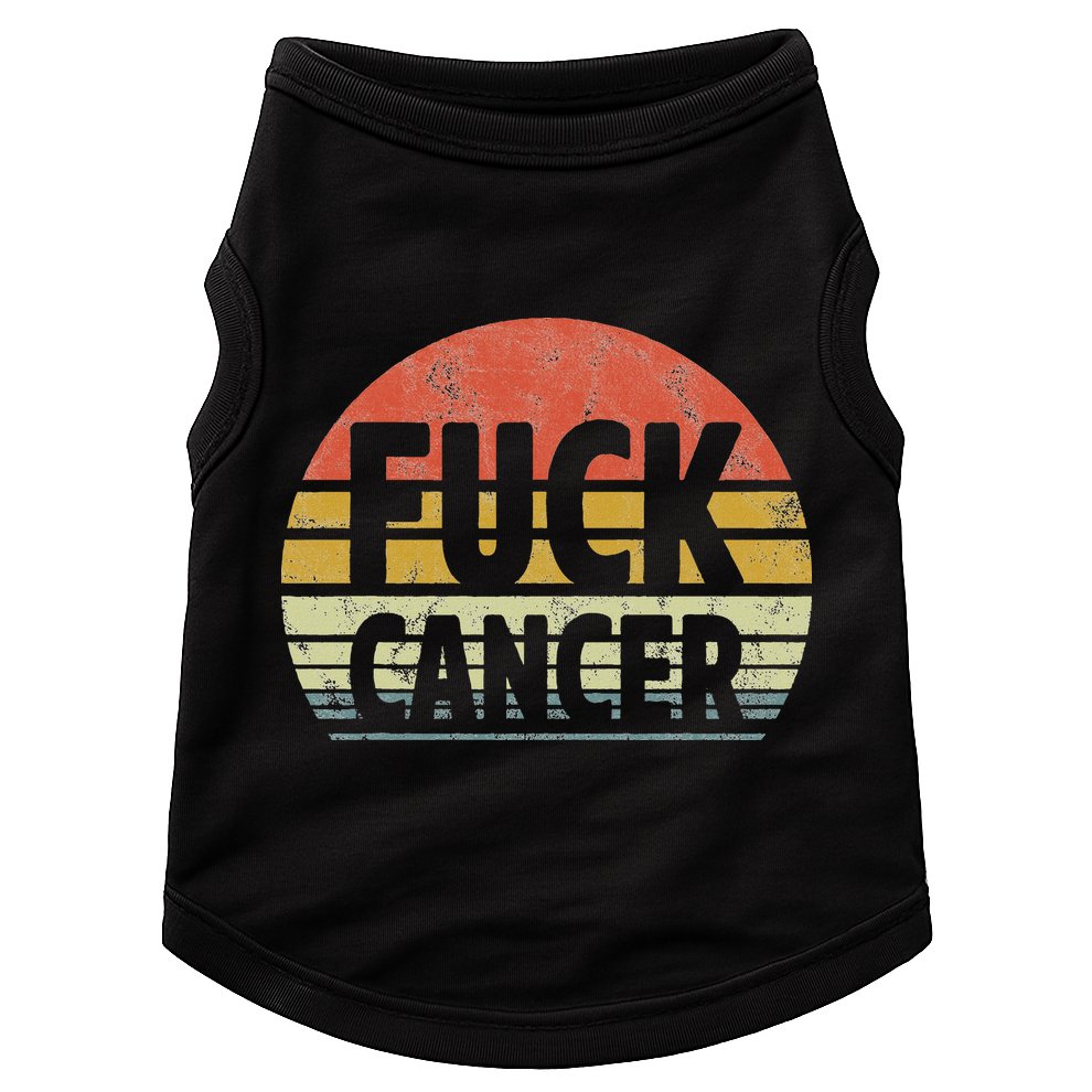 Fuck Cancer Breast Cancer Awareness Gift Retro Distressed Doggie Tank
