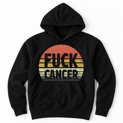 Fuck Cancer Breast Cancer Awareness Gift Retro Distressed Hoodie
