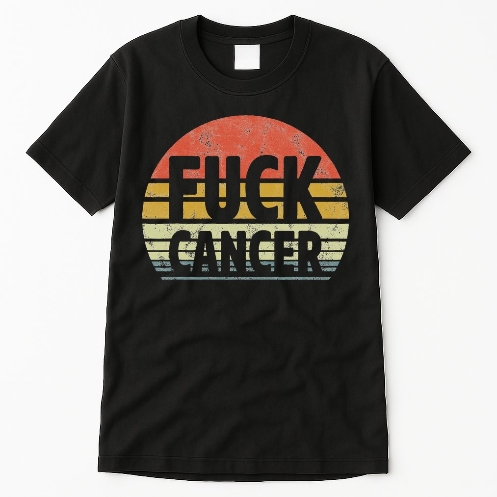 Fuck Cancer Breast Cancer Awareness Gift Retro Distressed Tall T-Shirt