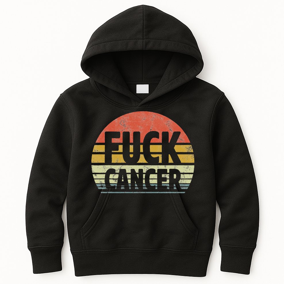 Fuck Cancer Breast Cancer Awareness Gift Retro Distressed Kids Hoodie
