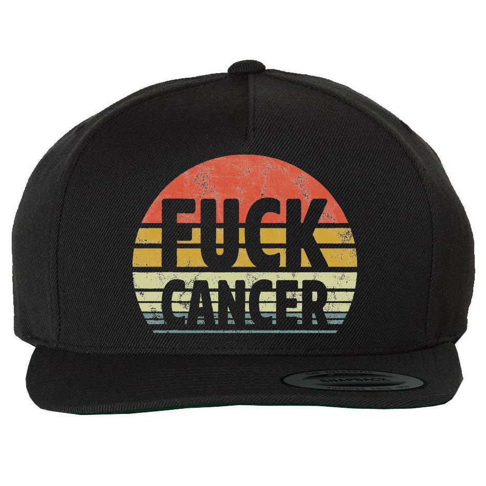 Fuck Cancer Breast Cancer Awareness Gift Retro Distressed Wool Snapback Cap