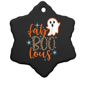 Funny Cute Boo Ghost Halloween FabBoo Lous Leopard Ceramic Star Ornament