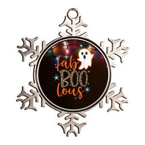 Funny Cute Boo Ghost Halloween FabBoo Lous Leopard Metallic Star Ornament