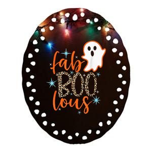 Funny Cute Boo Ghost Halloween FabBoo Lous Leopard Ceramic Oval Ornament