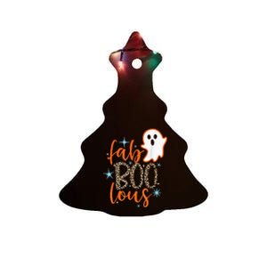 Funny Cute Boo Ghost Halloween FabBoo Lous Leopard Ceramic Tree Ornament