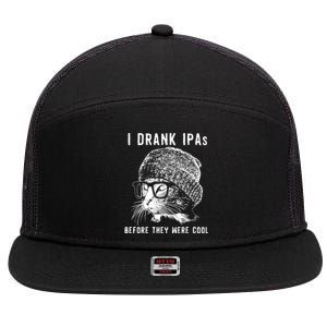 Funny Cat Beer IPA S For Women Funny Cat Lover Gift 7 Panel Mesh Trucker Snapback Hat