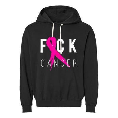 Fuck Cancer Breast Cancer Awareness Gift Retro Distressed Garment-Dyed Fleece Hoodie