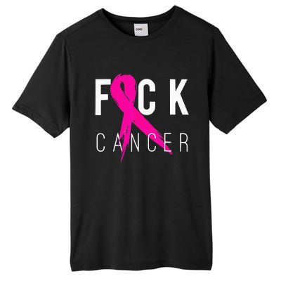 Fuck Cancer Breast Cancer Awareness Gift Retro Distressed Tall Fusion ChromaSoft Performance T-Shirt