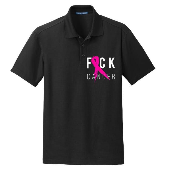 Fuck Cancer Breast Cancer Awareness Gift Retro Distressed Dry Zone Grid Polo