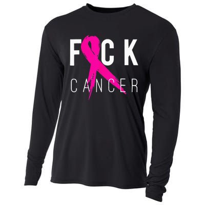 Fuck Cancer Breast Cancer Awareness Gift Retro Distressed Cooling Performance Long Sleeve Crew