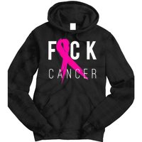 Fuck Cancer Breast Cancer Awareness Gift Retro Distressed Tie Dye Hoodie