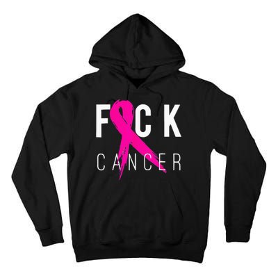 Fuck Cancer Breast Cancer Awareness Gift Retro Distressed Tall Hoodie