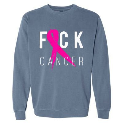 Fuck Cancer Breast Cancer Awareness Gift Retro Distressed Garment-Dyed Sweatshirt