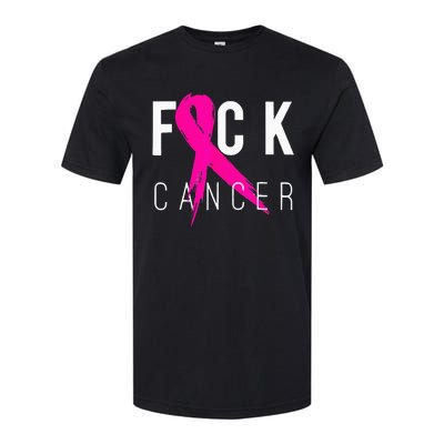 Fuck Cancer Breast Cancer Awareness Gift Retro Distressed Softstyle CVC T-Shirt