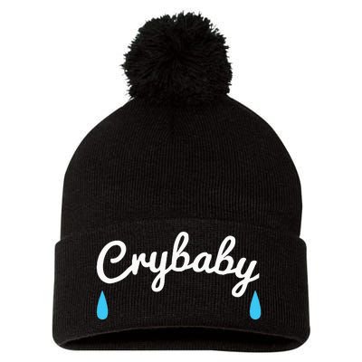 Funny Cry Baby Pom Pom 12in Knit Beanie