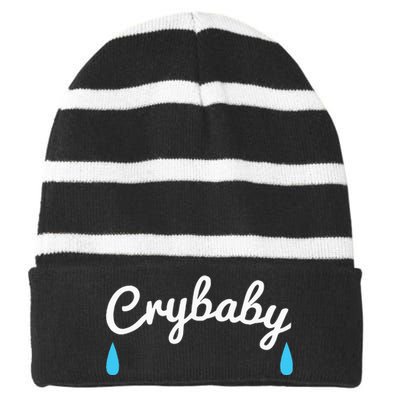 Funny Cry Baby Striped Beanie with Solid Band