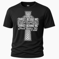 Funny Christ Beside Me Christ Before Me Christ Behind Me Cooling Performance Crew T-Shirt