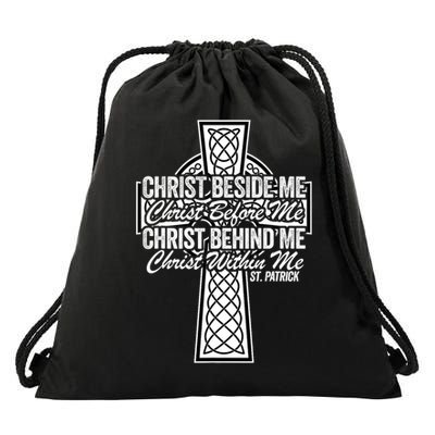 Funny Christ Beside Me Christ Before Me Christ Behind Me Drawstring Bag