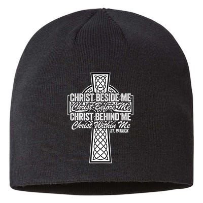 Funny Christ Beside Me Christ Before Me Christ Behind Me Sustainable Beanie