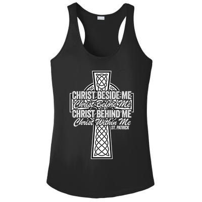 Funny Christ Beside Me Christ Before Me Christ Behind Me Ladies PosiCharge Competitor Racerback Tank
