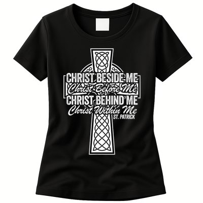 Funny Christ Beside Me Christ Before Me Christ Behind Me Womens T-Shirt