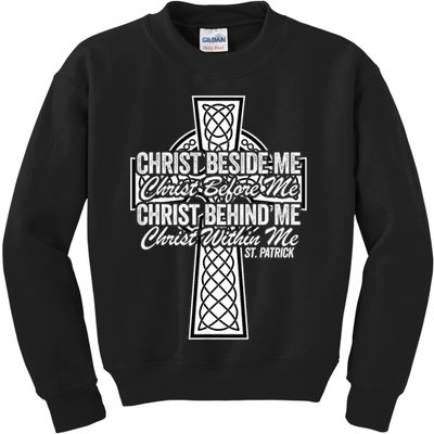 Funny Christ Beside Me Christ Before Me Christ Behind Me Kids Sweatshirt