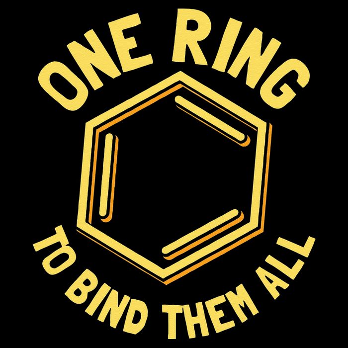 Funny Chemistry Benzene Ring One Ring To Bind Them All Stripe Pom Pom Beanie