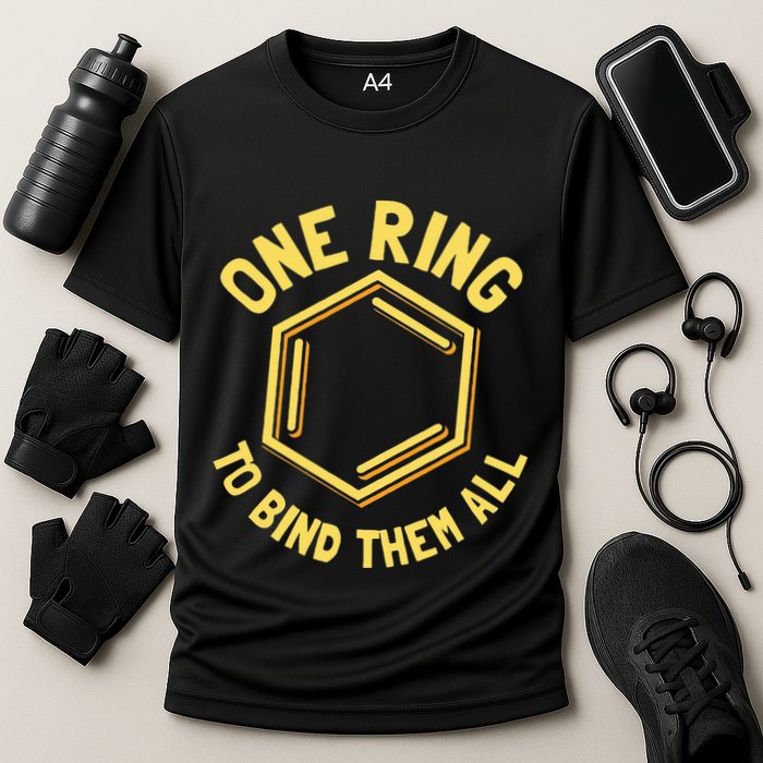 Funny Chemistry Benzene Ring One Ring To Bind Them All Cooling Performance Crew T-Shirt