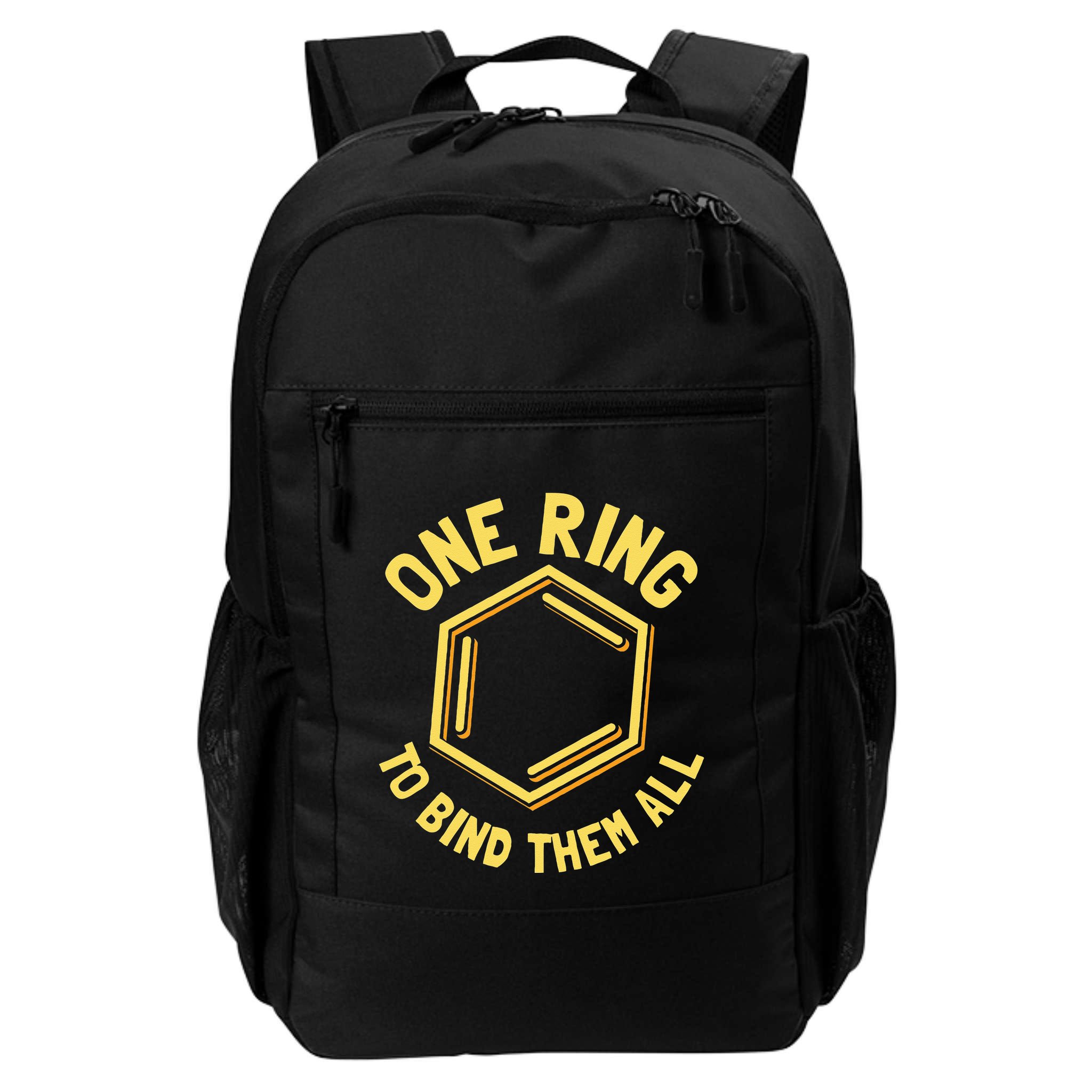 Funny Chemistry Benzene Ring One Ring To Bind Them All Backpack
