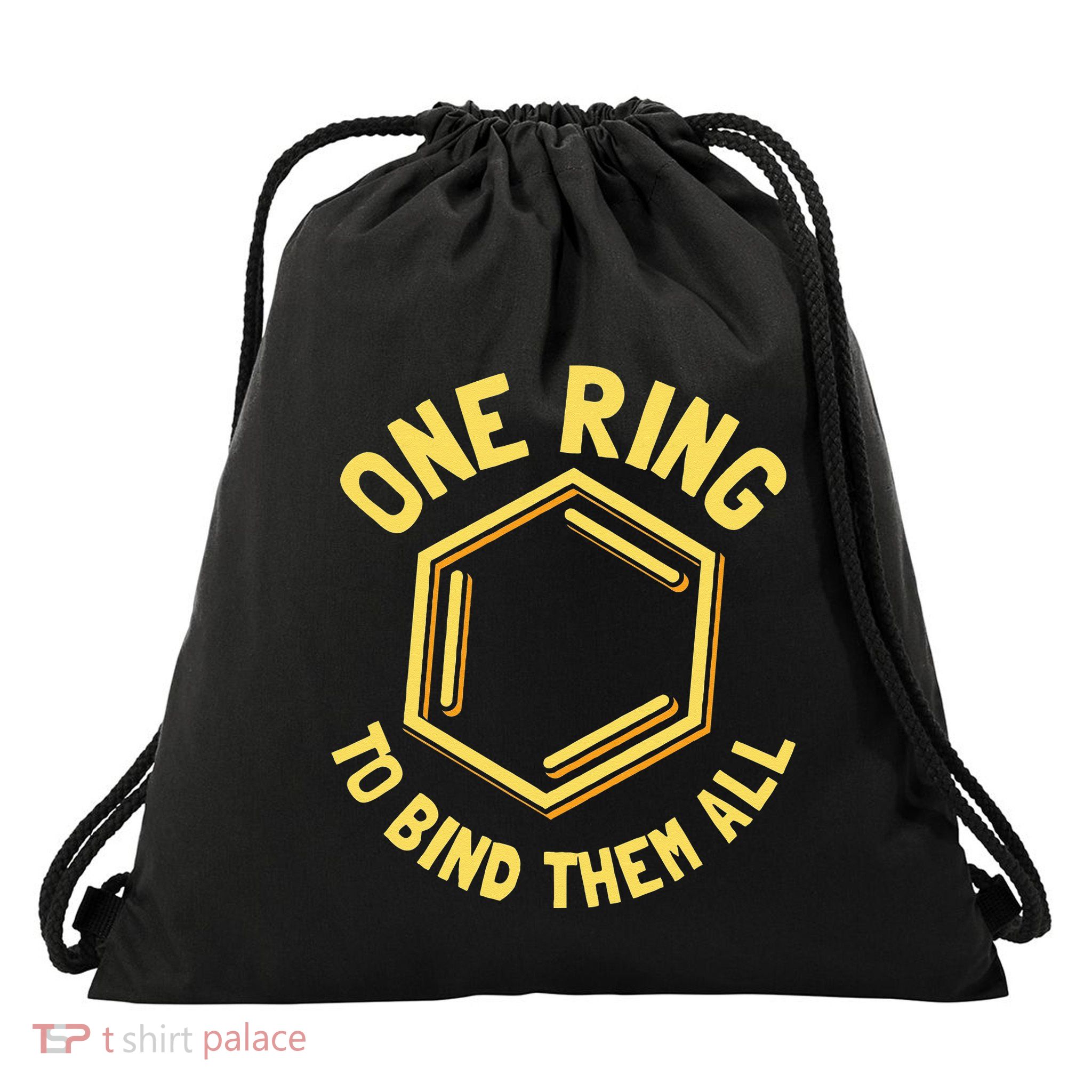 Funny Chemistry Benzene Ring One Ring To Bind Them All Drawstring Bag