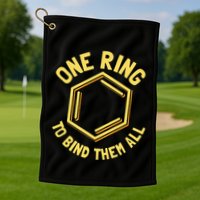 Funny Chemistry Benzene Ring One Ring To Bind Them All Golf Towel