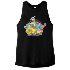 Funny Cool Back to School Animals School Bus Ladies PosiCharge Tri-Blend Wicking Tank