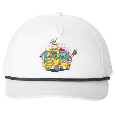 Funny Cool Back to School Animals School Bus Snapback Five-Panel Rope Hat