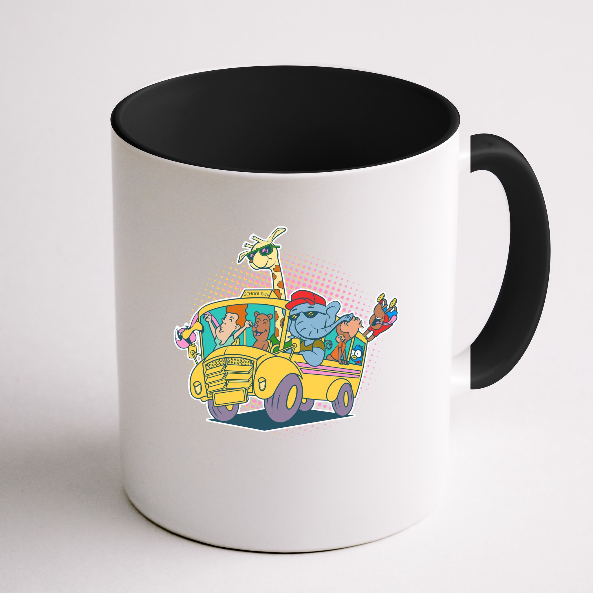 Funny Cool Back to School Animals School Bus Mug